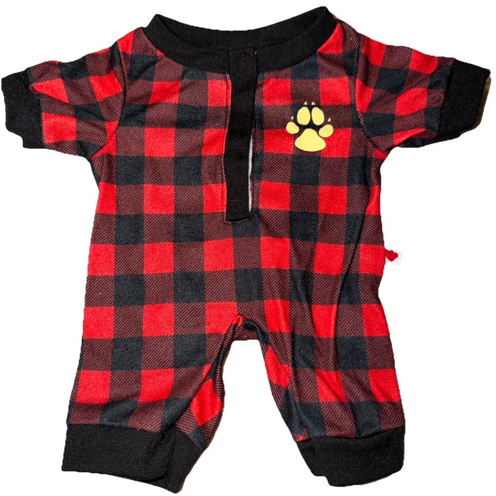 Build A Bear Great Wolf Lodge Buffalo Check Plaid PJ Sleeper Pajamas Paw Print